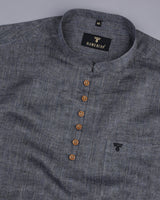 Shadow Gray Soft Solid Linen Shirt Style Kurta