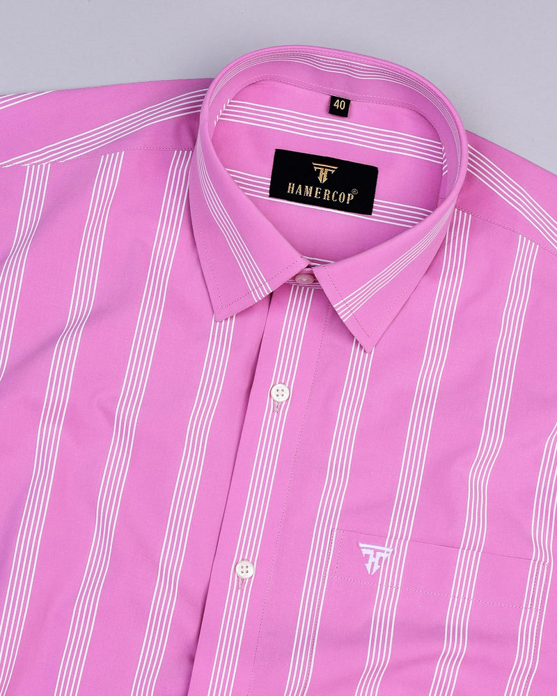 Primrose Pink And White University Stripe Cotton Shirt