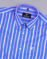 Tellers Blue Multicolored Stripe Formal Cotton Shirt