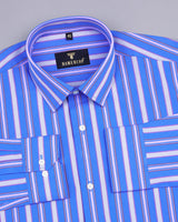 Tellers Blue Multicolored Stripe Formal Cotton Shirt