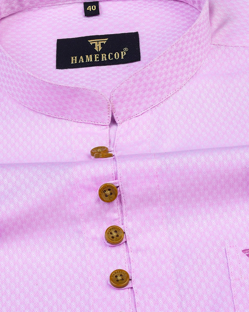Persian Pink Jacquard Dobby Cotton Shirt Style Kurta