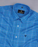 Vital Blue With Black Check Linen Cotton Shirt