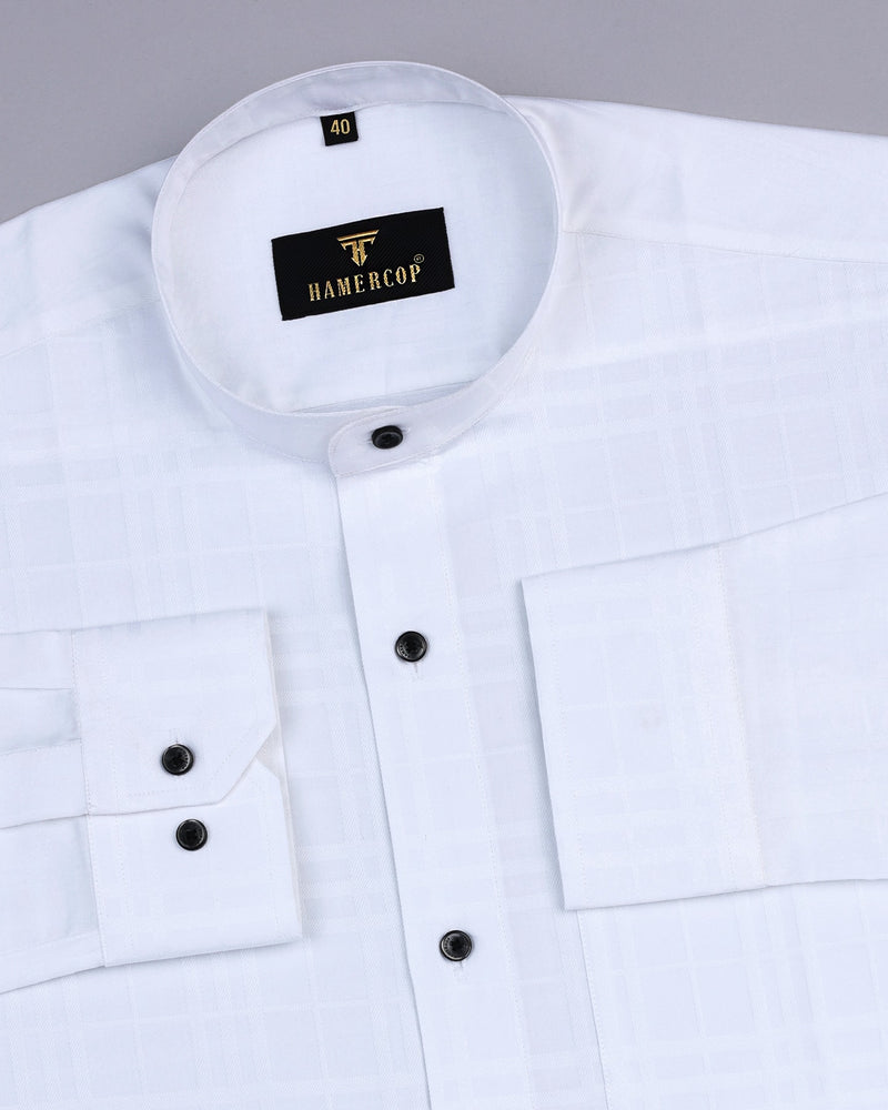 Duck White Self Checked Premium Jacquard Dobby Cotton Shirt