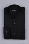 Coal black cotton satin shirt