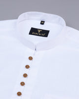 White Solid Amsler Smooth Cotton Shirt Style Kurta