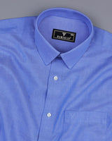 Coral Blue Solid Oxford Cotton Shirt