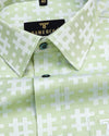 Mikado Green With White Designer Dobby Premium Giza Shirt