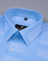 Yovel SkyBlue With Box Pattern Premium Cotton Shirt