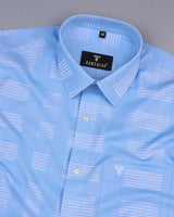 Yovel SkyBlue With Box Pattern Premium Cotton Shirt