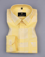 Yovel Yellow With Box Pattern Premium Cotton Shirt