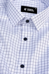 White with blue graph check shirt