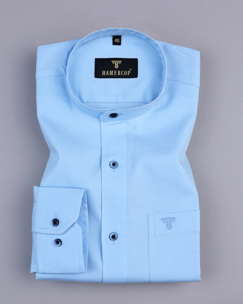 Iconic SkyBlue Dobby Cotton Solid Shirt