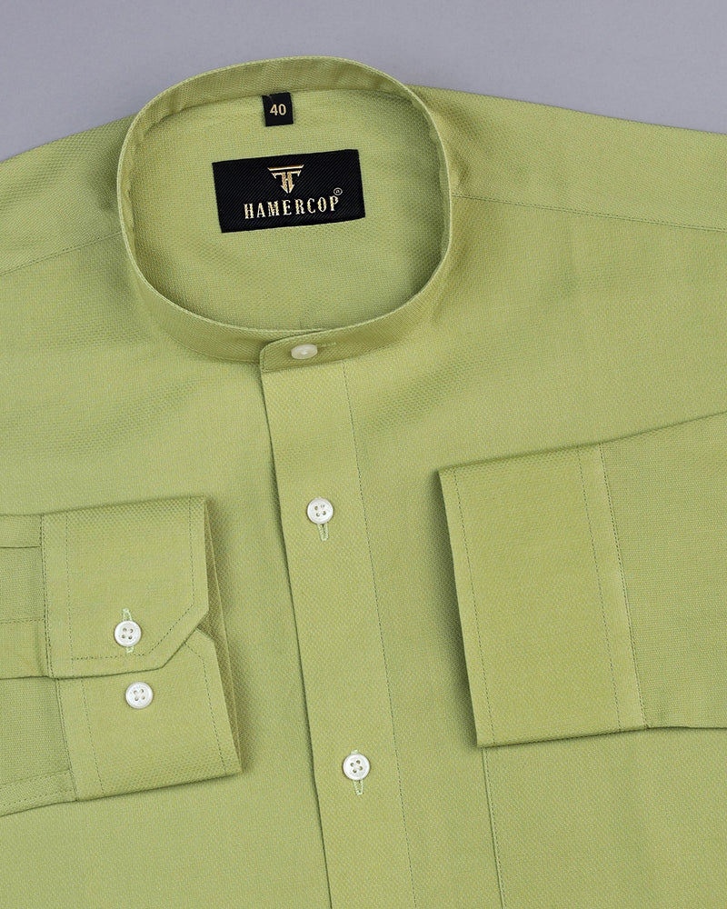 Iconic Olive Green Dobby Cotton Solid Shirt