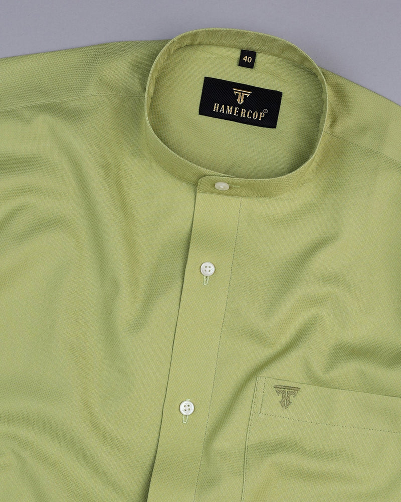 Iconic Olive Green Dobby Cotton Solid Shirt