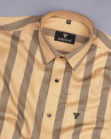 Mocha Tortilla Brown With Black Stripe Dobby Cotton Shirt