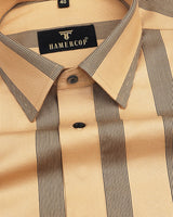 Mocha Tortilla Brown With Black Stripe Dobby Cotton Shirt