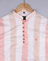 Venosa Orange Multicolor Stripe Linen Shirt Style Kurta