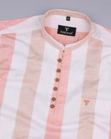 Venosa Orange Multicolor Stripe Linen Shirt Style Kurta