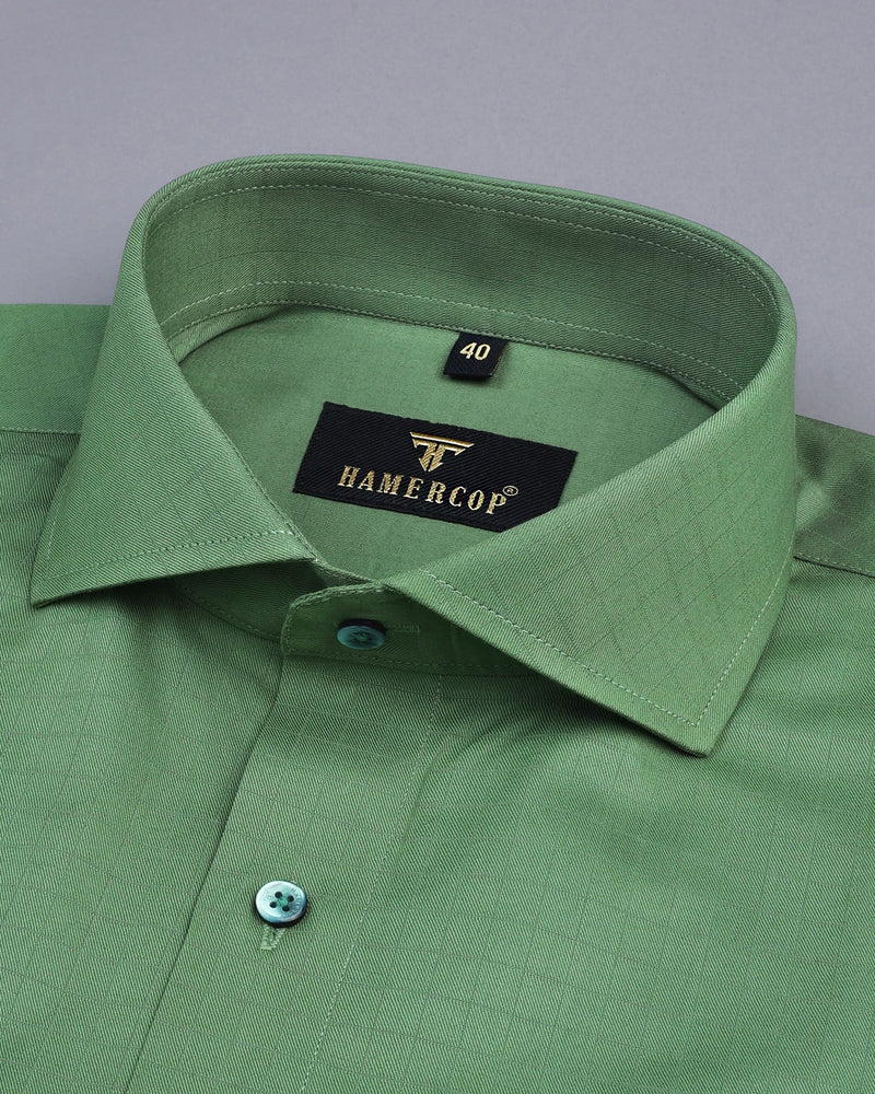 Libra Green Self Check Dobby Cotton Solid Shirt