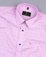 Venom Pink Formal Check Linen Cotton Shirt