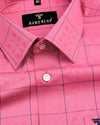Ruber Pink With Grey Jacquard Check Premium Giza Shirt