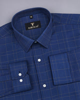 Luxe Blue Twill Check Dobby Cotton Premium Gizza Shirt