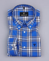 Lagoon Blue With White Twill Check Premium Cotton Shirt