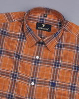 Yucon Brown With Blue Twill Check Premium Cotton Shirt
