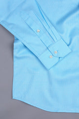Turquoise sky blue dobby texture shirt
