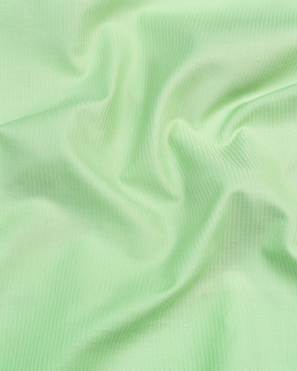 Hilton Pista Green Self Weft Stripe Dobby Cotton Solid Shirt