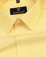 Hilton Yellow Self Weft Stripe Dobby Cotton Solid Shirt
