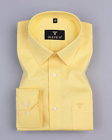 Hilton Yellow Self Weft Stripe Dobby Cotton Solid Shirt