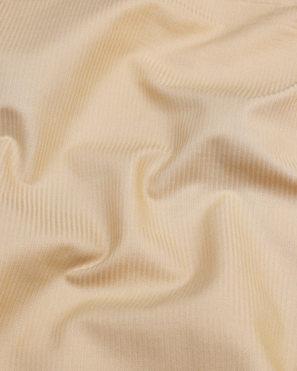 Hilton Cream Self Weft Stripe Dobby Cotton Solid Shirt