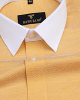 Amber Yellow With White Cuff And Collar Dobby Cotton Shirt