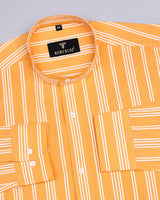 Yellow Zimpai With White Stripe Premium Cotton Shirt