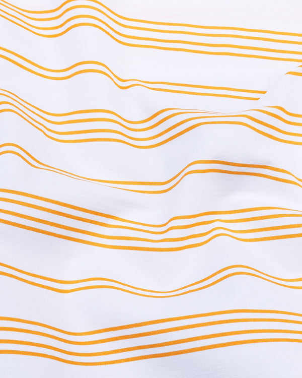 White Zimpai With Yellow Stripe Premium Cotton Shirt