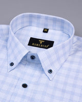 SkyBlue With White Dobby Check Gizza Cotton Shirt