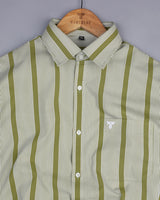Kenya Green With White Stripe Premium Cotton Shirt