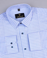 Hamofly Blue With White Check Dobby Cotton Formal Shirt