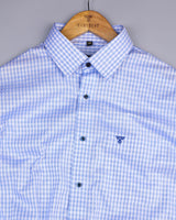 Hamofly Blue With White Check Dobby Cotton Formal Shirt