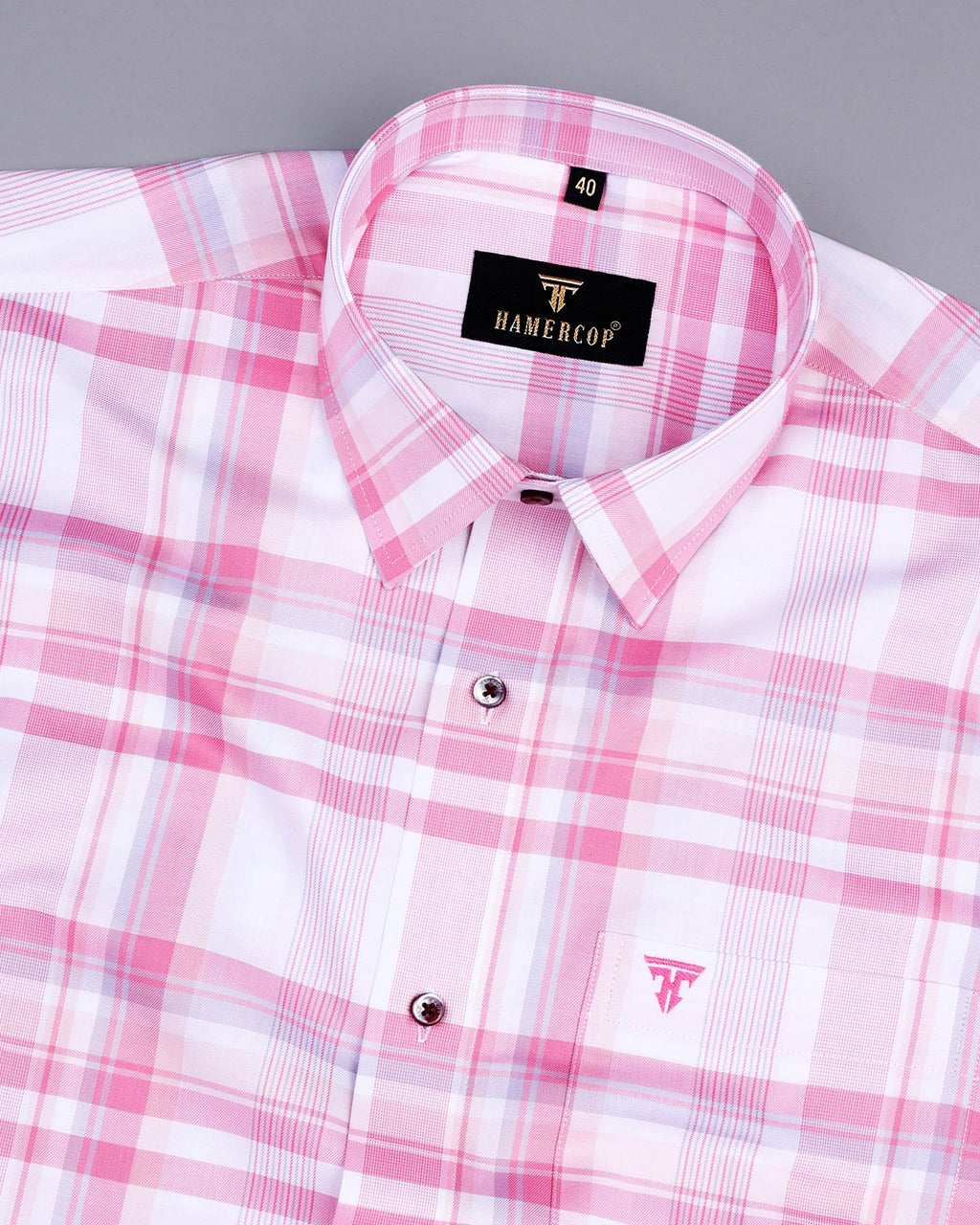 pink colour check shirt