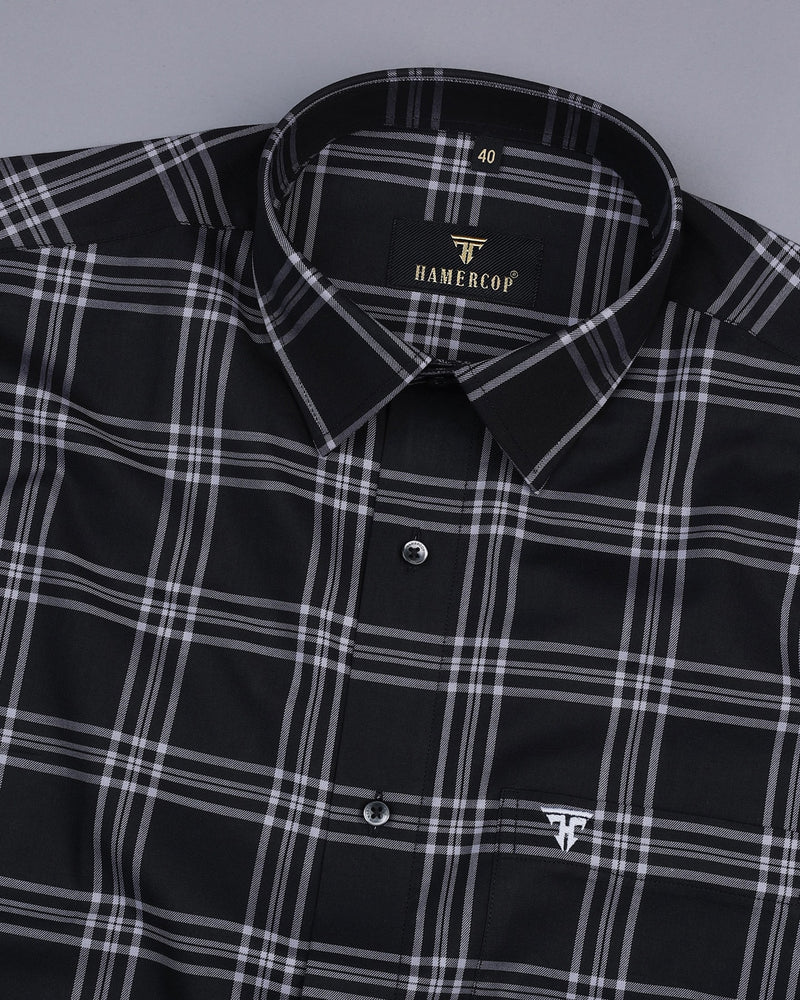 Topaz Black With Gray Twill Check Premium Dobby Shirt