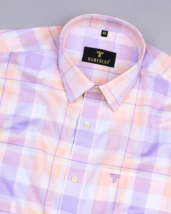 Colmar Purple With Orange Twill Check Premium Cotton Shirt