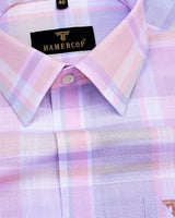 Crocus Purple With Pink Multicolored Check Linen Cotton Shirt