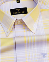 Donut Yellow With Grey Twill Check Premium Cotton Shirt