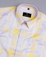 Donut Yellow With Grey Twill Check Premium Cotton Shirt