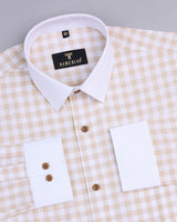 Eclair White With Cream Check Dobby Cotton Designer Shirt