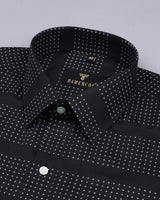 Black Plus Printed Designer Stripe Dobby Cotton Shirt