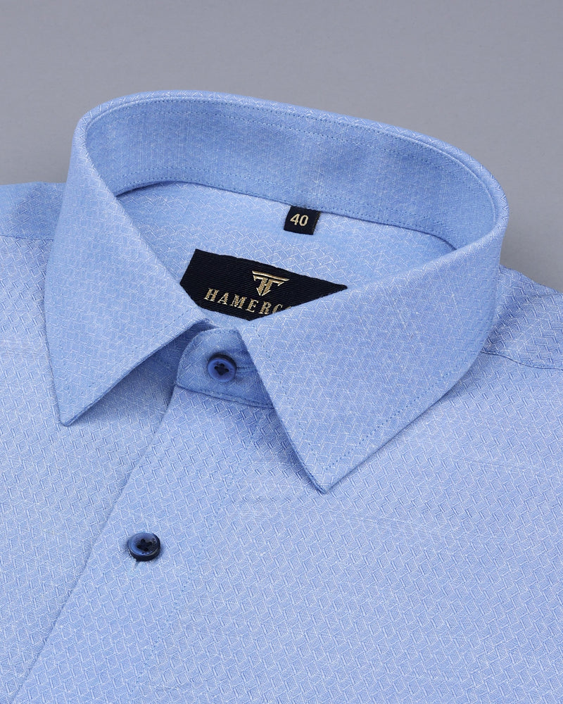 Lupi Skyblue Dobby Cotton Solid Formal Shirt