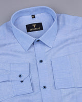 Lupi Skyblue Dobby Cotton Solid Formal Shirt